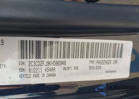 2019 Dodge Challenger R/T Scat Pack from USA, damaged, VIN 2C3CDZFJ9KH586948